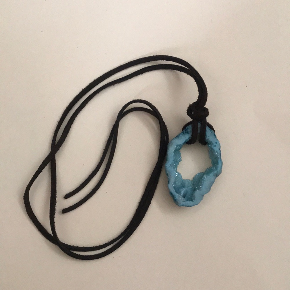 Custom, handmade brown leather necklace